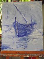 barque bleue acrylique