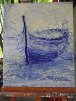 barque bleue acrylique